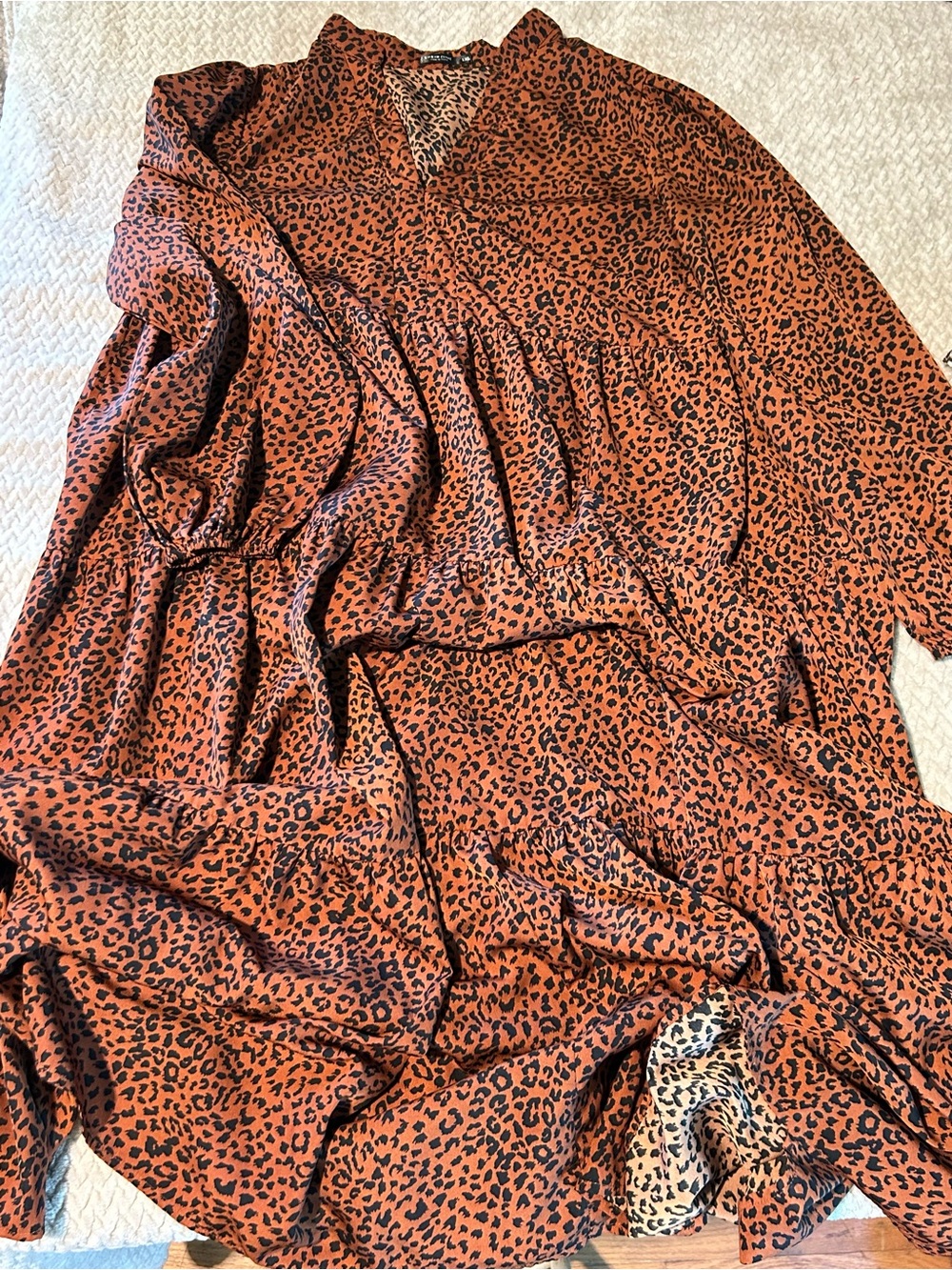 SHEIN Orange Leopard Print Maxi Dress